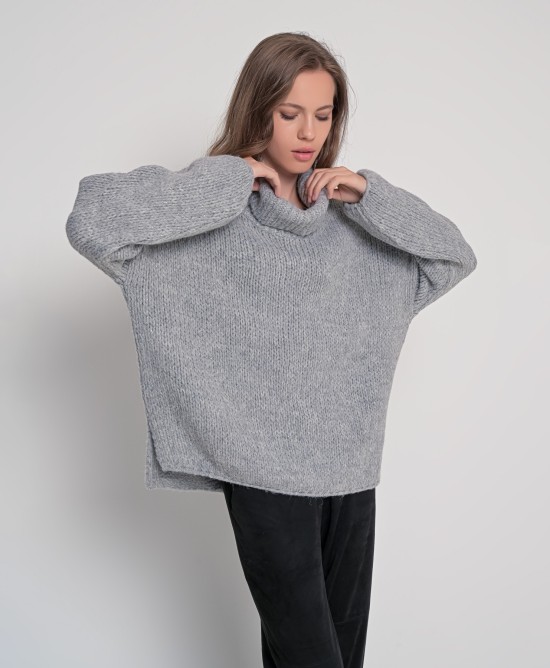 Mohair-lurex ζιβάγκο σε άνετη γραμμή MEDIUM GREY