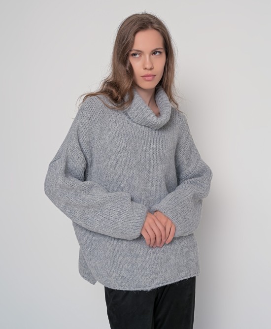 Mohair-lurex ζιβάγκο σε άνετη γραμμή MEDIUM GREY