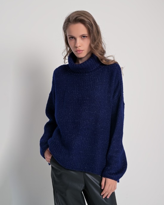 Mohair-lurex ζιβάγκο σε άνετη γραμμή NAVY