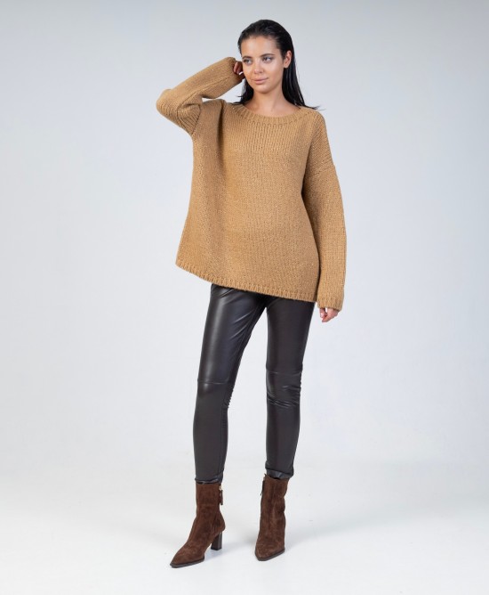 Mohair-lurex oversized πουλόβερ CAMEL