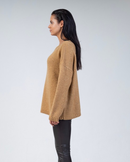 Mohair-lurex oversized πουλόβερ CAMEL