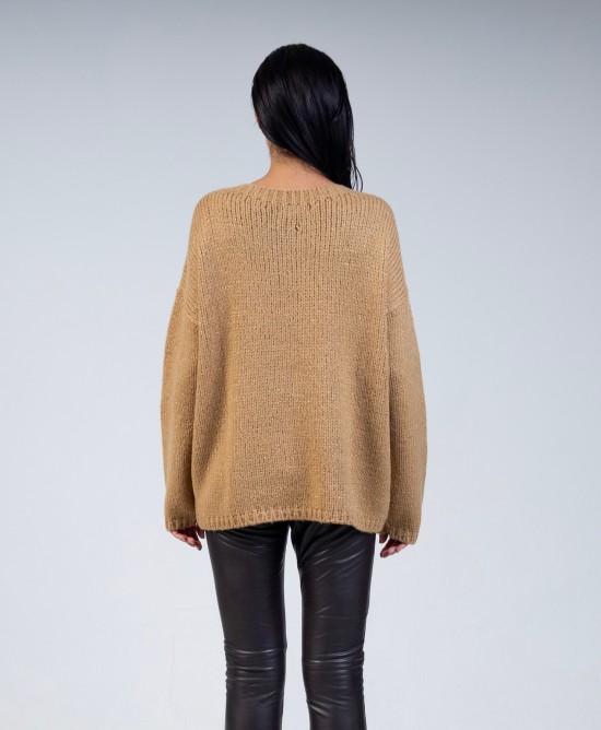 Mohair-lurex oversized πουλόβερ CAMEL