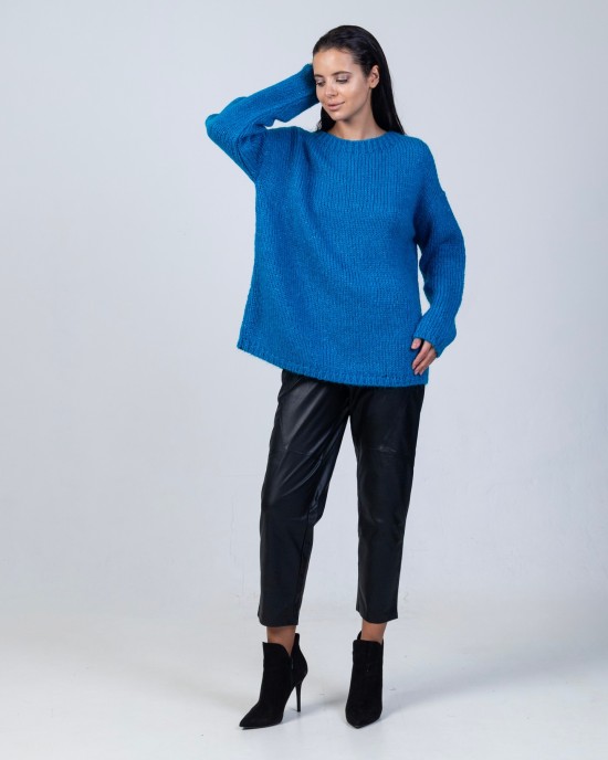 Mohair-lurex oversized πουλόβερ CARRIBEAN BLUE