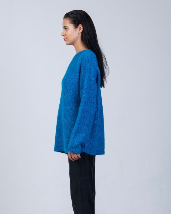 Mohair-lurex oversized πουλόβερ CARRIBEAN BLUE