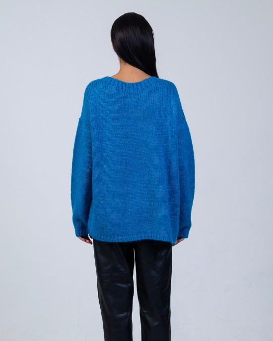 Mohair-lurex oversized πουλόβερ CARRIBEAN BLUE