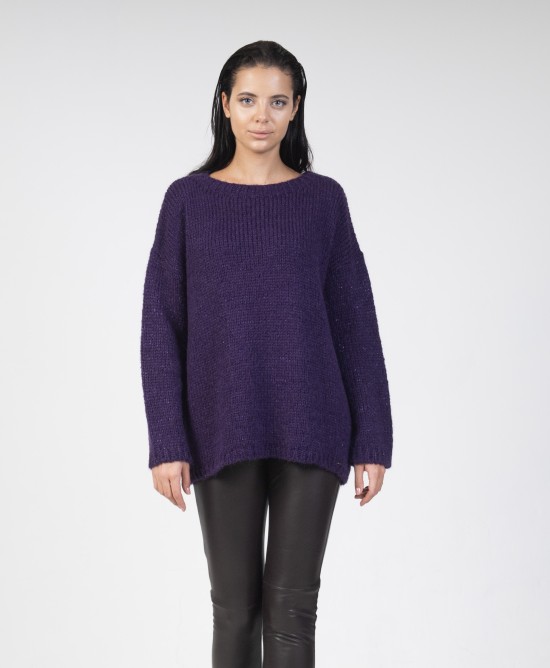 Mohair-lurex oversized πουλόβερ DARK PURPLE