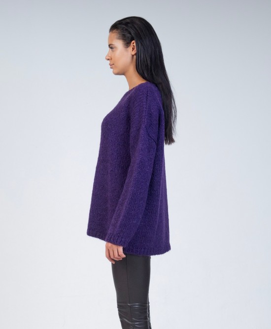 Mohair-lurex oversized πουλόβερ DARK PURPLE