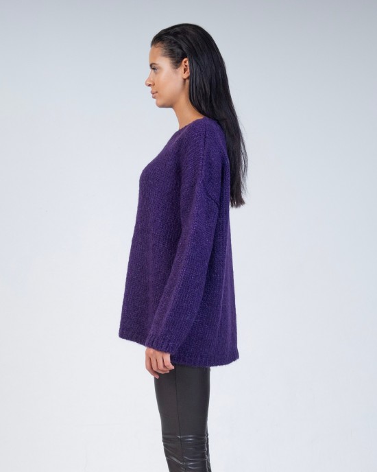 Mohair-lurex oversized πουλόβερ DARK PURPLE