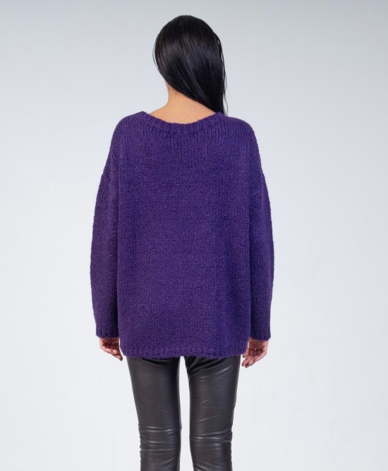 Mohair-lurex oversized πουλόβερ DARK PURPLE