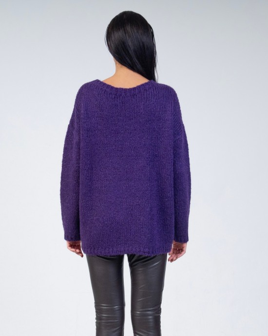 Mohair-lurex oversized πουλόβερ DARK PURPLE