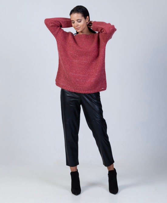 Mohair-lurex oversized πουλόβερ DUSTY RED