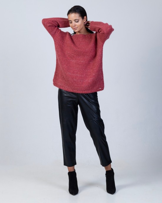 Mohair-lurex oversized πουλόβερ DUSTY RED