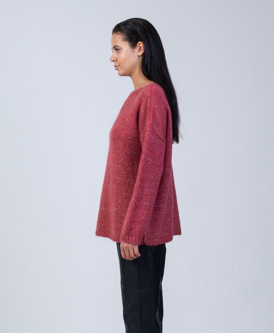 Mohair-lurex oversized πουλόβερ DUSTY RED