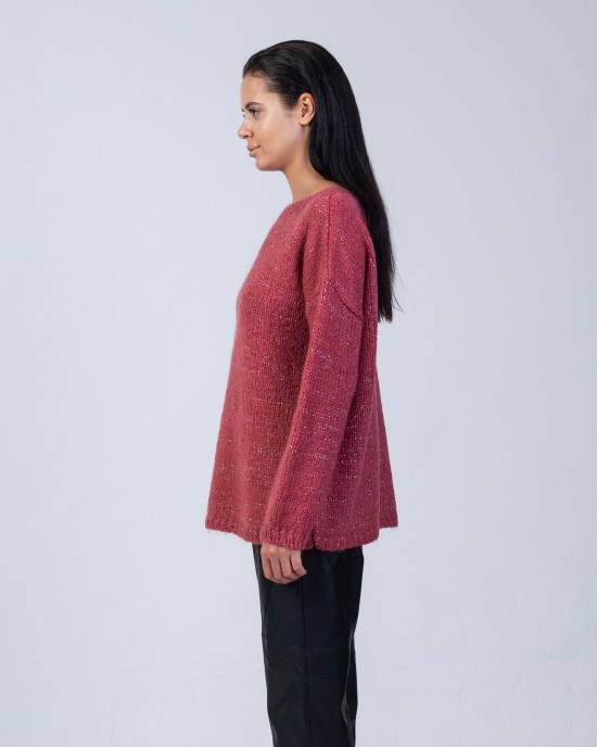 Mohair-lurex oversized πουλόβερ DUSTY RED