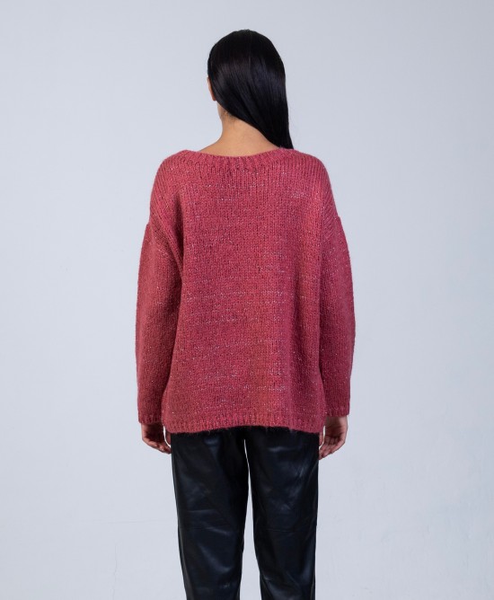 Mohair-lurex oversized πουλόβερ DUSTY RED