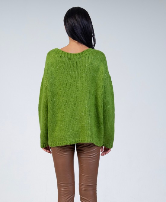 Mohair-lurex oversized πουλόβερ GREEN