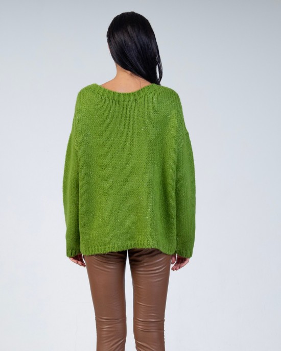 Mohair-lurex oversized πουλόβερ GREEN