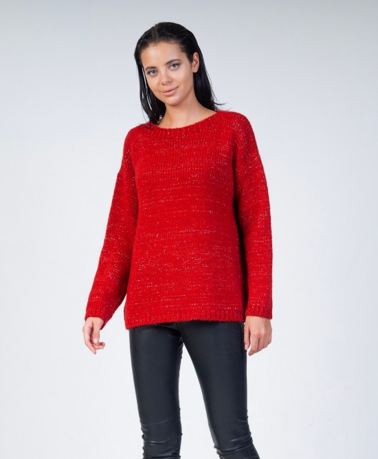 Mohair-lurex oversized πουλόβερ RED