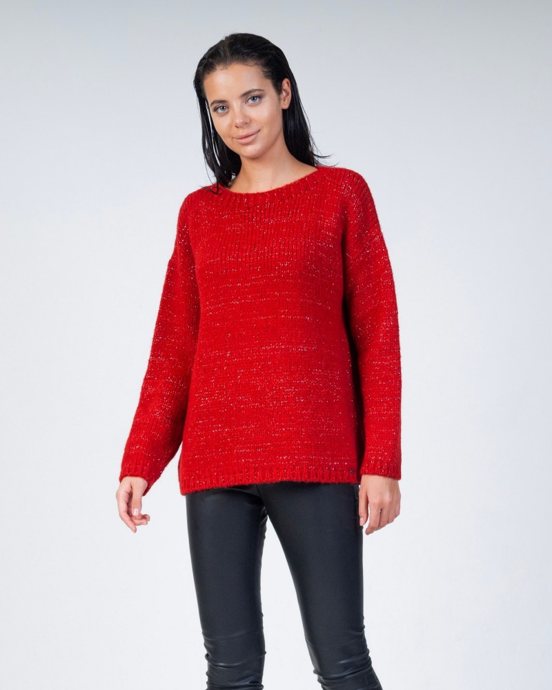 Mohair-lurex oversized πουλόβερ RED