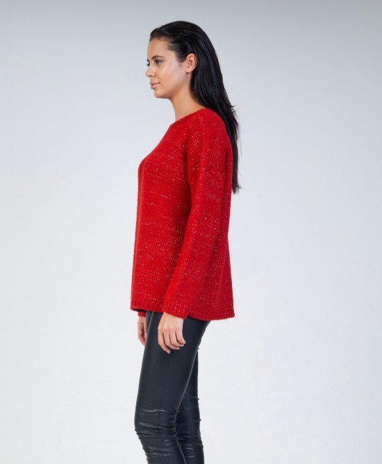 Mohair-lurex oversized πουλόβερ RED