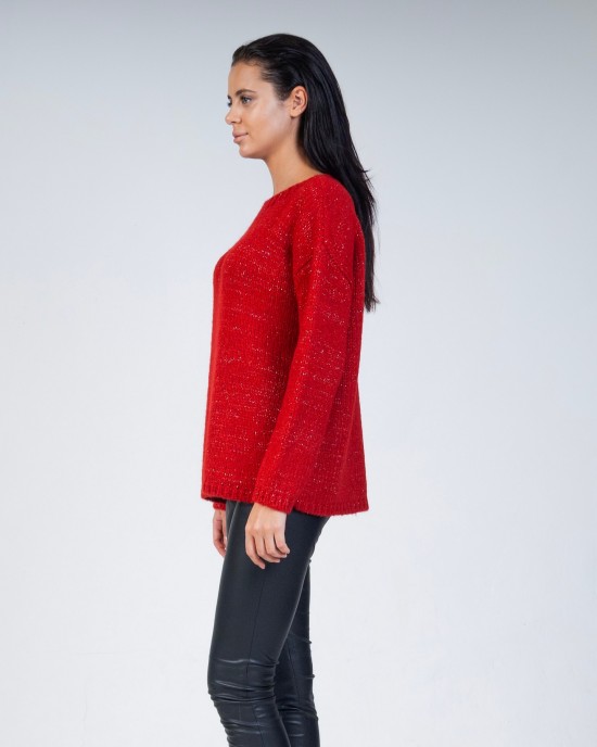 Mohair-lurex oversized πουλόβερ RED