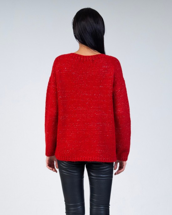 Mohair-lurex oversized πουλόβερ RED