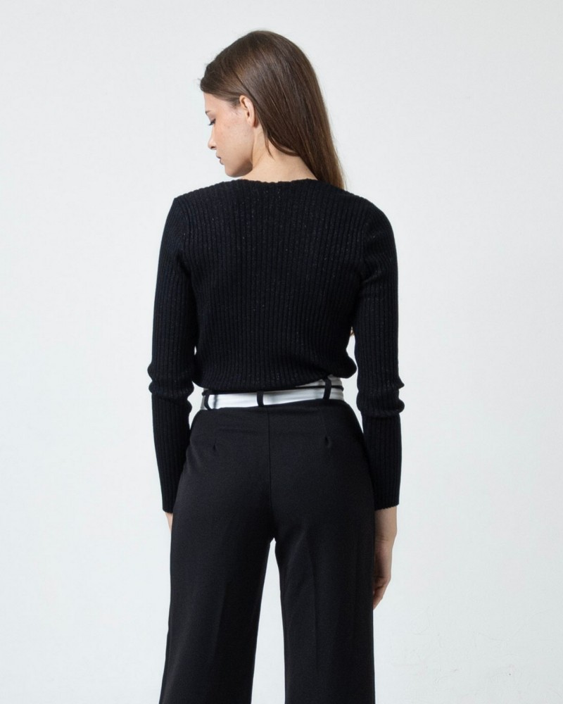 Lurex basic v-τοπ BLACK