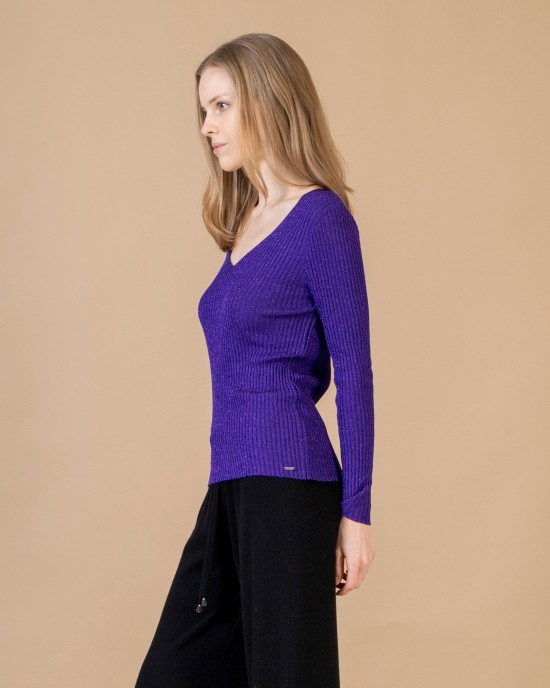 Lurex basic v-τοπ VIOLET