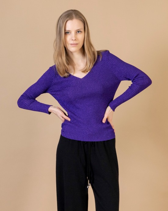 Lurex basic v-τοπ VIOLET