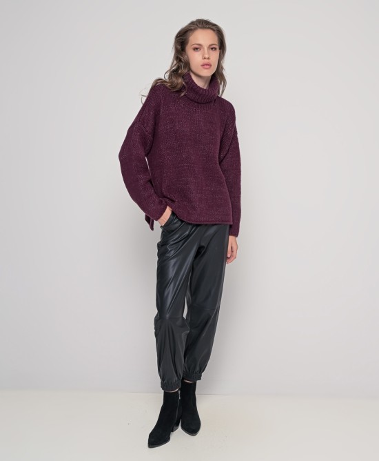 Oversized ζιβάγκο με lurex και mohair BORDEAUX