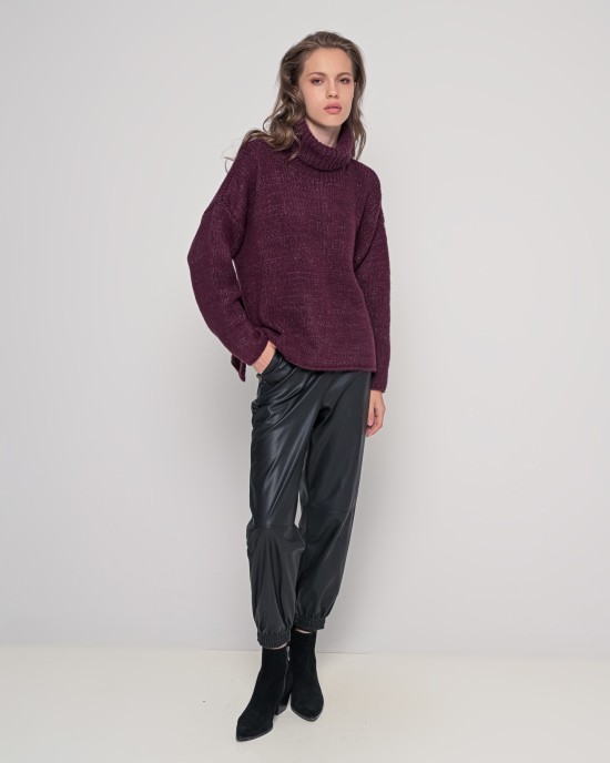 Oversized ζιβάγκο με lurex και mohair BORDEAUX