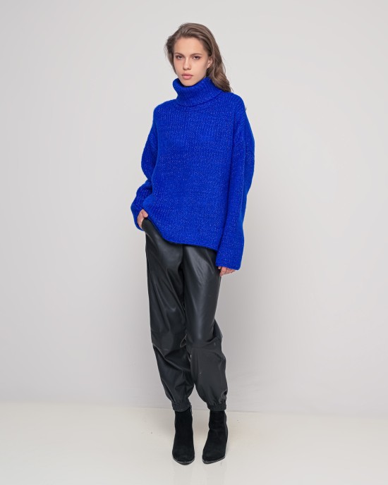 Oversized ζιβάγκο με lurex και mohair BRIGHT BLUE