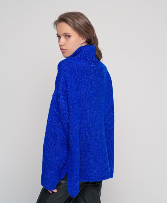 Oversized ζιβάγκο με lurex και mohair BRIGHT BLUE