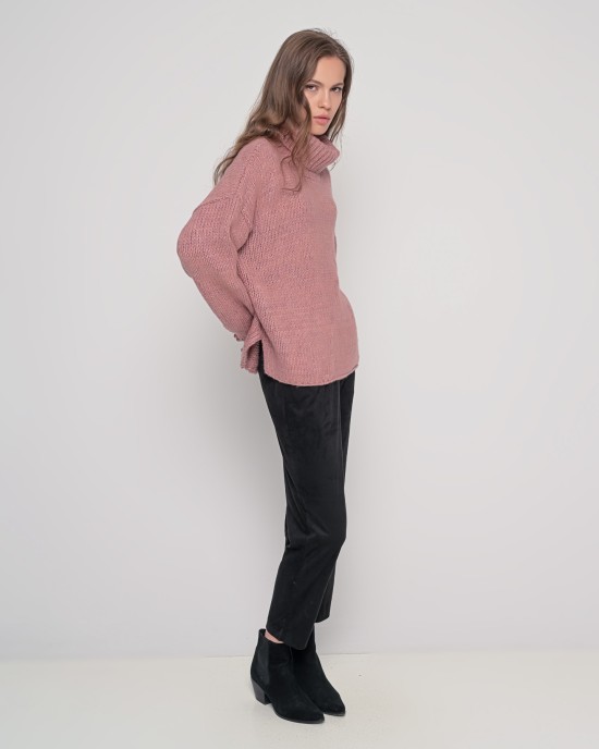 Oversized ζιβάγκο με lurex και mohair DUSTY PINK