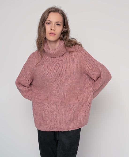 Oversized ζιβάγκο με lurex και mohair DUSTY PINK