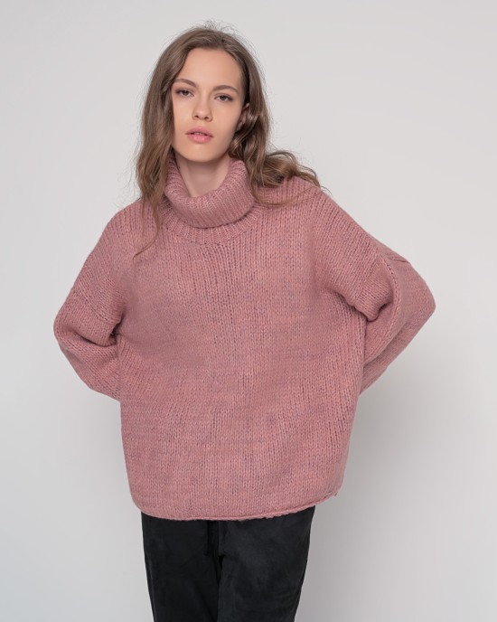 Oversized ζιβάγκο με lurex και mohair DUSTY PINK