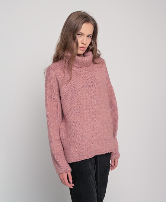 Oversized ζιβάγκο με lurex και mohair DUSTY PINK