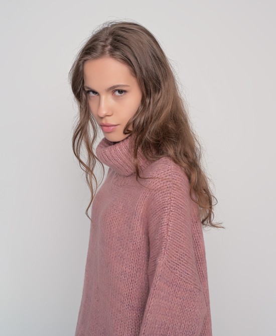 Oversized ζιβάγκο με lurex και mohair DUSTY PINK