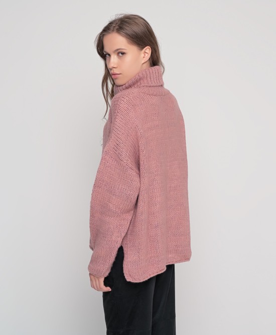 Oversized ζιβάγκο με lurex και mohair DUSTY PINK