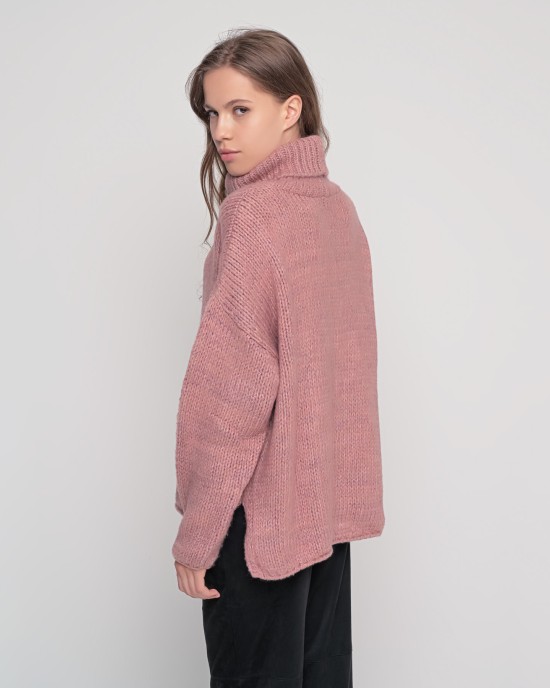 Oversized ζιβάγκο με lurex και mohair DUSTY PINK