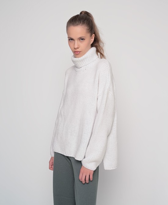 Oversized ζιβάγκο με lurex και mohair IVORY