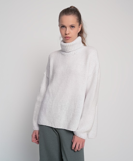 Oversized ζιβάγκο με lurex και mohair IVORY