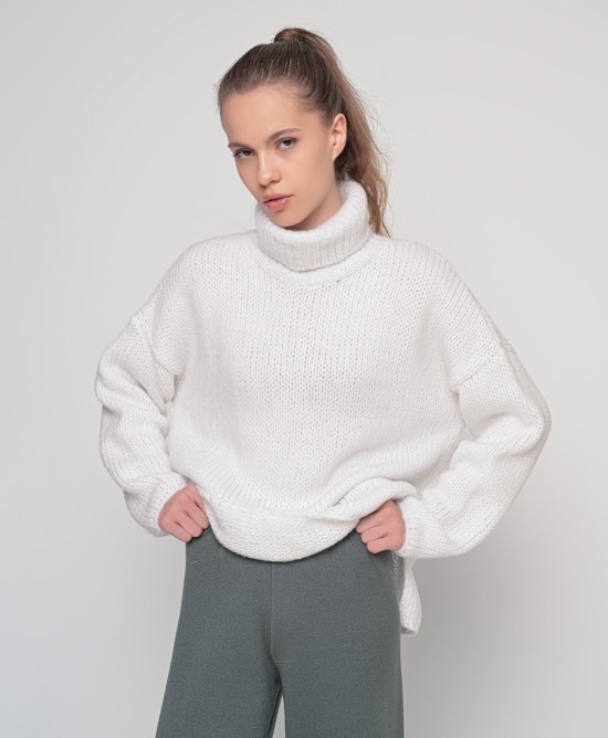 Oversized ζιβάγκο με lurex και mohair IVORY