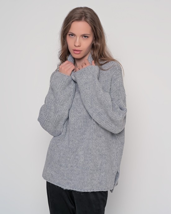 Oversized ζιβάγκο με lurex και mohair MEDIUM GREY