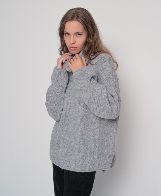 Oversized ζιβάγκο με lurex και mohair MEDIUM GREY