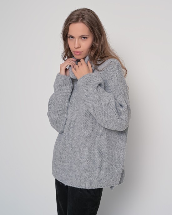 Oversized ζιβάγκο με lurex και mohair MEDIUM GREY