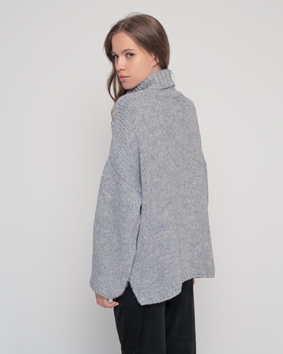 Oversized ζιβάγκο με lurex και mohair MEDIUM GREY