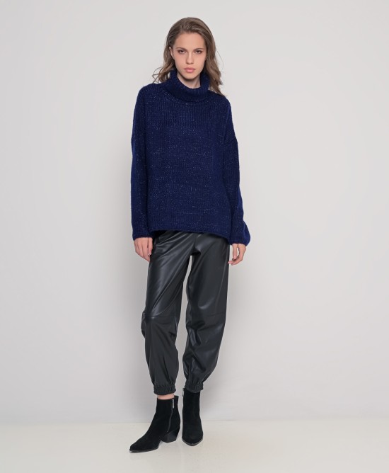 Oversized ζιβάγκο με lurex και mohair NAVY