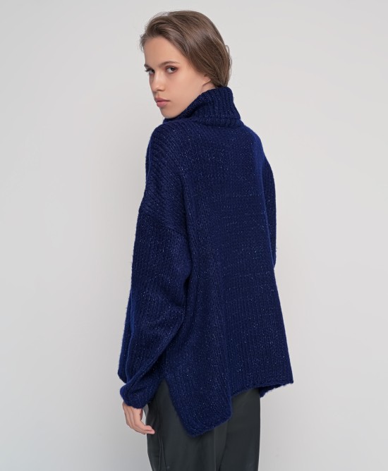 Oversized ζιβάγκο με lurex και mohair NAVY