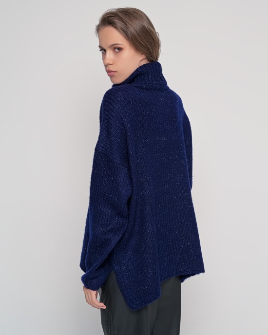 Oversized ζιβάγκο με lurex και mohair NAVY